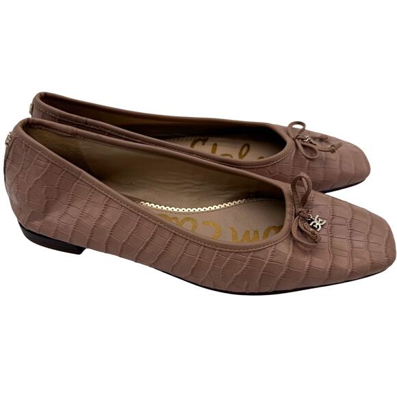 Sam Edelman Croc Print Pink Flats Jillie Maple Balletcore Casual Leather 8.5 - Picture 1 of 5